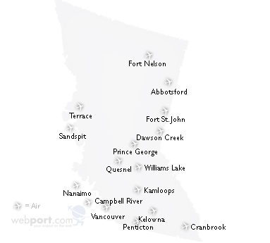 map of british columbia canada with cities. Map of British Columbia