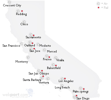 a map of california cities. Map of California